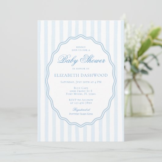 Classy Preppy Stripes Wavy Lijst Coast Baby shower Kaart (Staand voorkant)