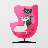 Classy Pretty Atomic Cats in Bright Pink Chair Raamsticker (Vel)