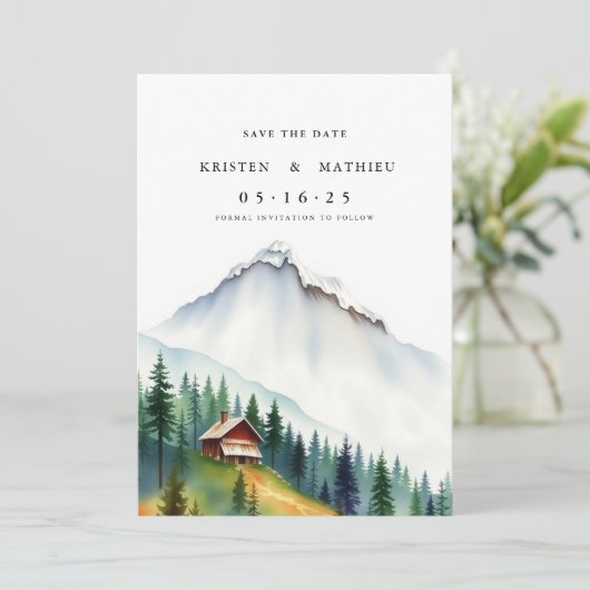 Classy Printable Mountain Save The Date (Staand voorkant)