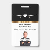 Classy Private Airline Pilot Photo ID Badge (Achterkant)