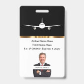 Classy Private Airline Pilot Photo ID Badge (Voorkant)