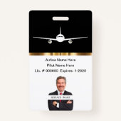 Classy Private Airline Pilot Photo ID Badge (Achterkant)