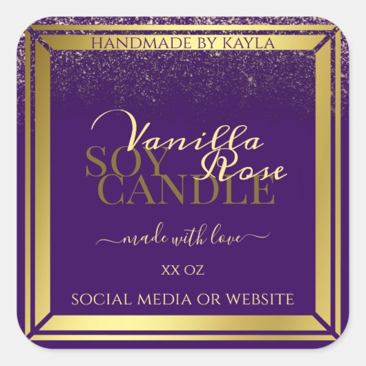 Classy Product Packaging Labels Paars en goud (Voorkant)