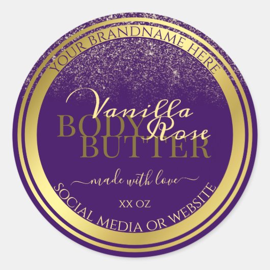 Classy Product Packaging Labels Paars en goud (Voorkant)