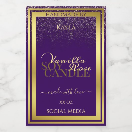 Classy Product Packaging Labels Paars en goud Voedselcontainer Etiket (Enkel label)