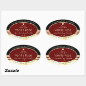 Classy productetiketten Zwart Burgundy Gold Ovale Sticker (Vel)