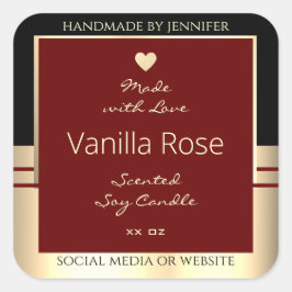 Classy productetiketten Zwart Burgundy Gold Vierkante Sticker