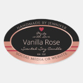 Classy Productverpakkingslabel Zwart en Roos Goud Ovale Sticker (Voorkant)