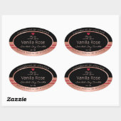 Classy Productverpakkingslabel Zwart en Roos Goud Ovale Sticker (Vel)