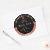 Classy Productverpakkingslabel Zwart en Roos Goud Ronde Sticker (Envelop)