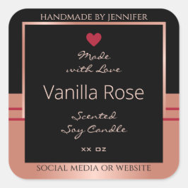 Classy Productverpakkingslabel Zwart en Roos Goud Vierkante Sticker