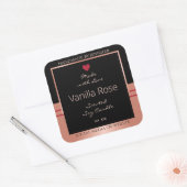 Classy Productverpakkingslabel Zwart en Roos Goud Vierkante Sticker (Envelop)