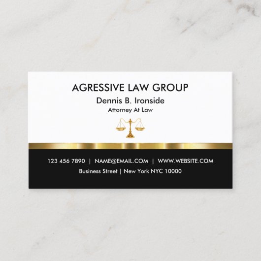 Classy Professional Attorney Theme Visitekaartjes (Voorkant)
