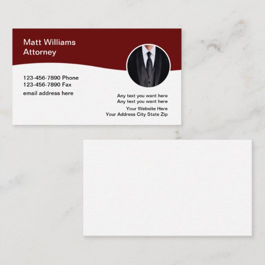 Classy Professional Custom Attorney Visitekaartjes (Voorkant / Achterkant)