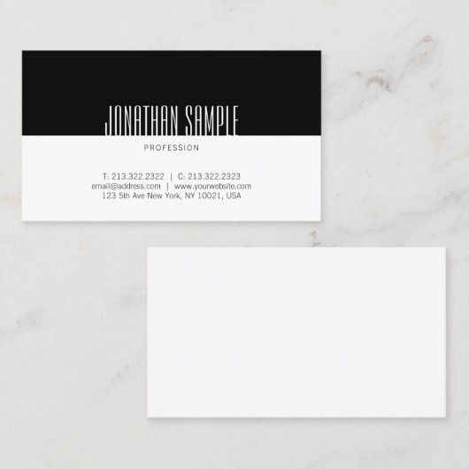 Classy Professional Design Black en White Plak Visitekaartje (Voorkant / Achterkant)