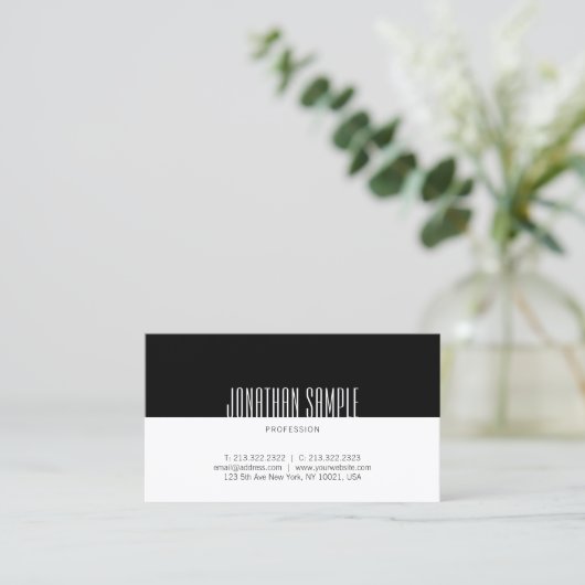 Classy Professional Design Black en White Plak Visitekaartje (Staand voorkant)