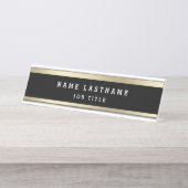 Classy Professional Elegant Zwart Goud Bureau Naambordje (Voorkant)