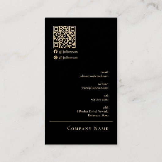 Classy Professional Luxe Black Gold Business Card Visitekaartje (Achterkant)