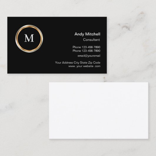 Classy Professional Monogram Business Consultant Visitekaartje (Voorkant / Achterkant)