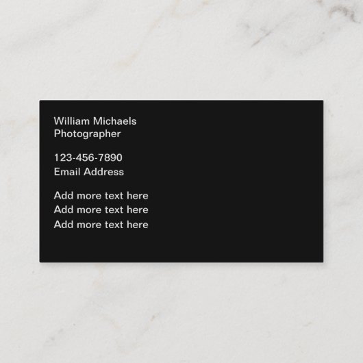 Classy Professionele Fotograaf Visitekaartjes (Achterkant)