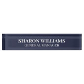 Classy Professionele Navy Blue Kantoor Titelbureau Naambordje (Voorkant)