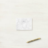 Classy Promotional White Marble Monogram Post-it® Notes (Op bureau)