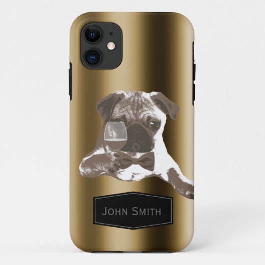Classy Pug & Wine Aangepaste naam iPhone 5 Hoesje (Achterkant)