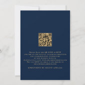 Classy QR Code Gold Navy Weddenschap Kaart (Achterkant)