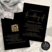 Classy QR Code Goud Zwart Bruiloft Uitnodiging
