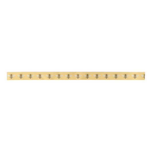 Classy Queen Bee op Cheery Yellow Beekeeper Natuur Satijnen Lint (Voorkant)