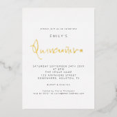 Classy Quinceanera Modern Script Real Folie Invita Folie Uitnodiging (Voorkant)