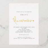Classy Quinceanera Modern Script Real Folie Invita Uitnodiging (Voorkant)