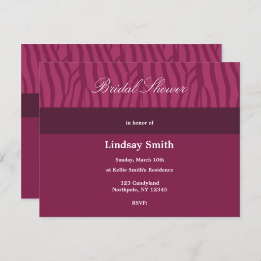 Classy Raspberry Bridal Shower Kaart (Voorkant / Achterkant)