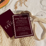 Classy Raspberry Ivory Old Money Wedding Details Informatiekaartje<br><div class="desc">Simple and stylish retro colorful wedding guest info details. With bold raspberry background and ivory text layout with whimsical old money classy wordings. All the info are customizable as website,  transportation,  accommodation . Grab it along with other products from this classy hand made retro wedding suite.</div>