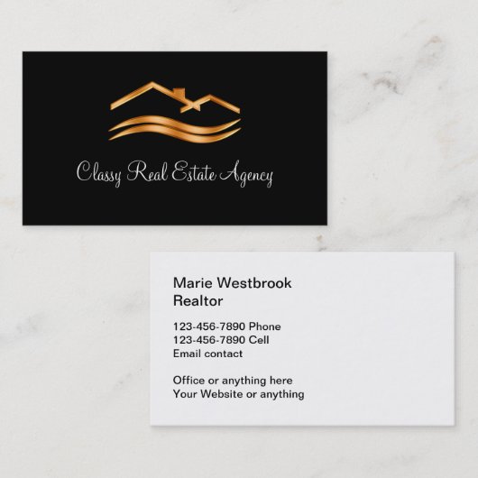 Classy Real Estate Broker Modern Visitekaartje (Voorkant / Achterkant)