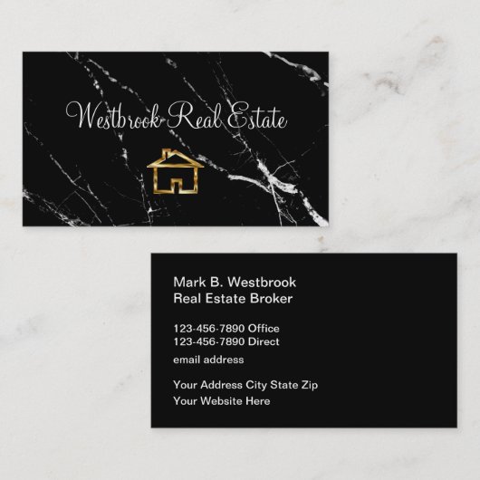 Classy Real Estate House Symbol Design Visitekaartje (Voorkant / Achterkant)