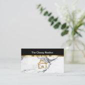 Classy Realtor Gold en marble look Visitekaartje (Staand voorkant)