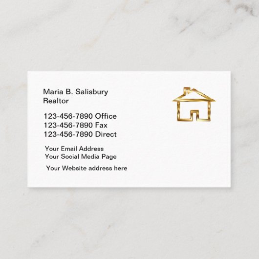 Classy Realtor Gold en marble look Visitekaartje (Achterkant)