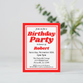 Classy Red Adult Birthday Party Uitnodiging Briefkaart (Staand voorkant)