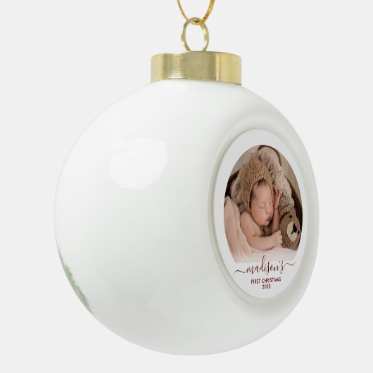 Classy Red Baby's 1st  Keramische Bal Ornament (Links)