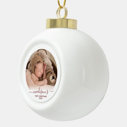 Classy Red Baby's 1st  Keramische Bal Ornament (Rechts)