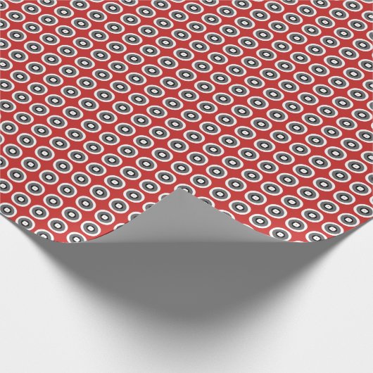 Classy Red Black White Dot Pattern Cadeaupapier (Hoek)