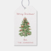 Classy Red Bow Christmas Tree Holiday Gift Labels Cadeaulabel (Voorkant)