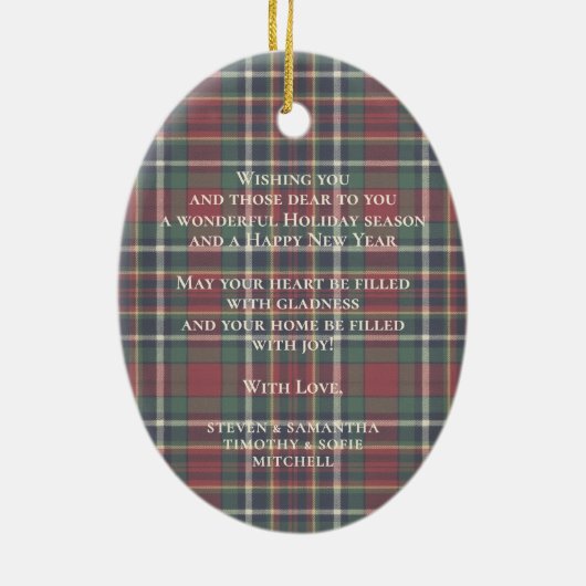 Classy Red Dark Teal Blue Floral Holiday Wreath Keramisch Ornament (Achterkant)