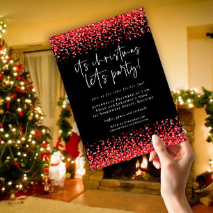 Classy Red Glitter Borders laat kerstfeest vieren Kaart
