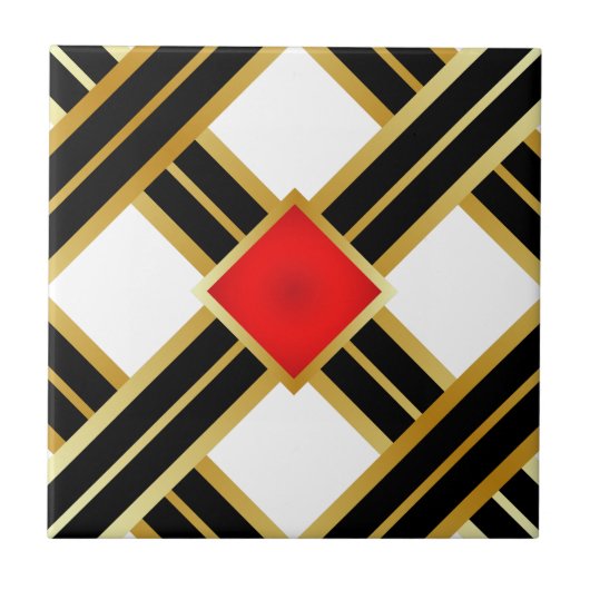 Classy Red Gold Black Square in een vierkant Tegeltje (Voorkant)
