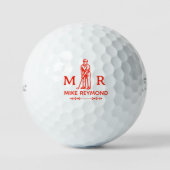 Classy Red Golfer Monogram Golfballen (Voorkant)