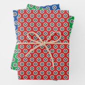 Classy Red Green Blue en Black White Dot Pattern Inpakpapier Vel (In situ)