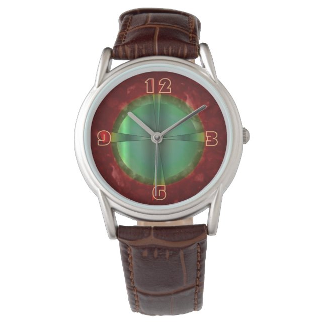 Classy Red Green Design >Mannen Leather Watche Horloge (Voorkant)