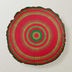 Classy Red Green Gold Dot Pattern Rond Kussen